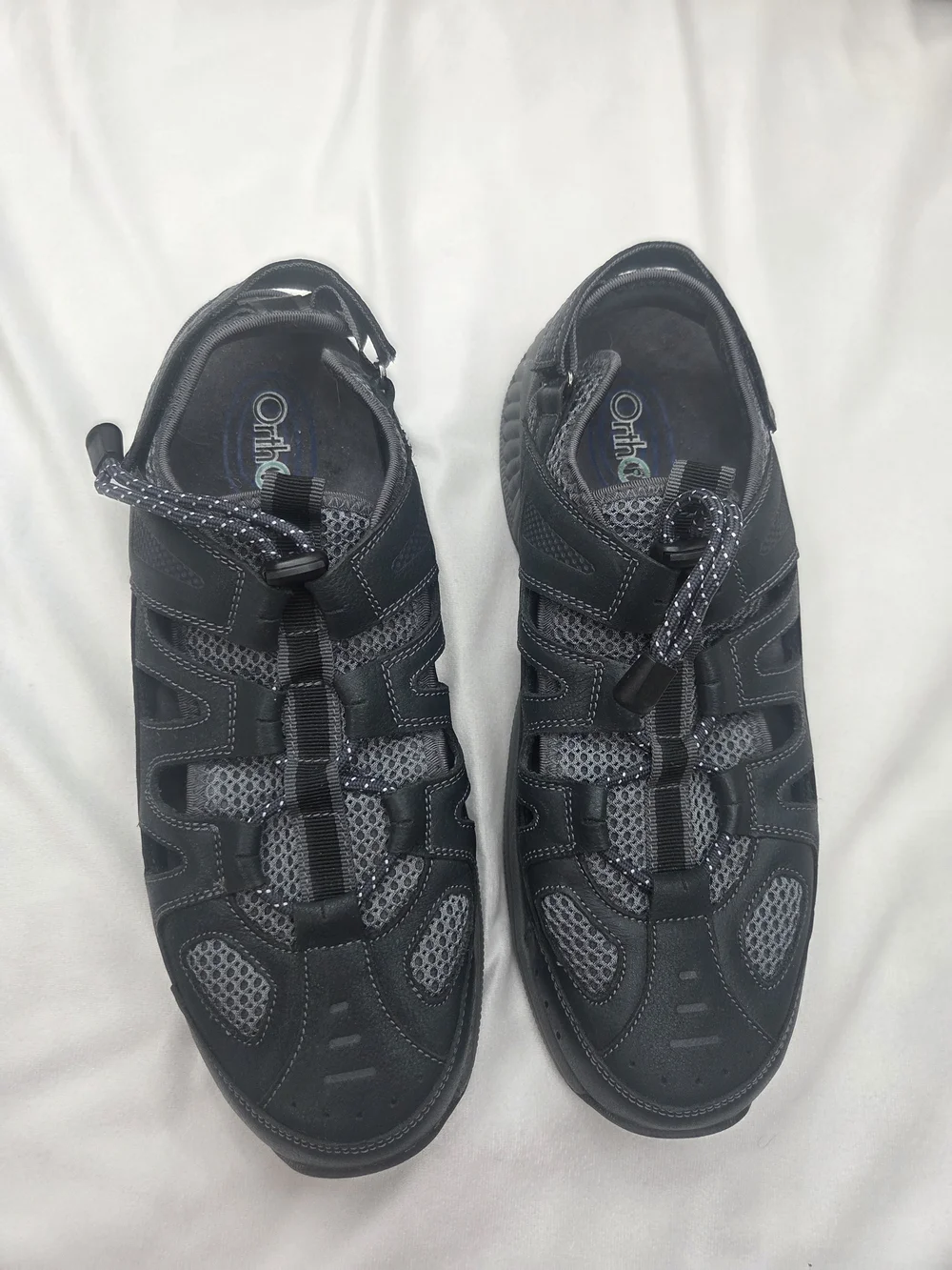 Orthofeet Men's 10.5 D Black Comfort Fisherman Walking Sandals Orthopedic